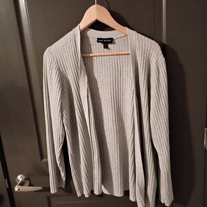 Lane Bryant Light Gray Ribbed Cardigan